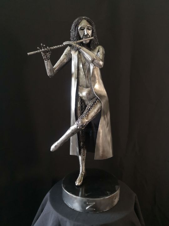 雕塑 标题为“Flutist” 由Evgen Zaborovsky, 原创艺术品, 金属