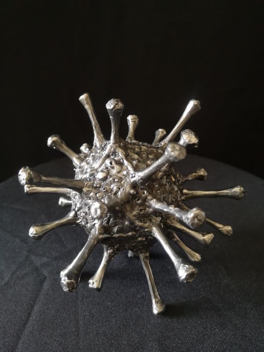 Sculpture titled "Virus" by Evgen Zaborovsky, Original Artwork, Metals