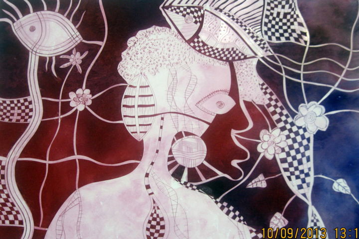 Картина под названием "white-roses.jpg" - Zacharia Mukwira, Подлинное произведение искусства