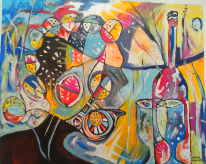 Peinture intitulée "Food and wine tasti…" par Zacharia Mukwira, Œuvre d'art originale