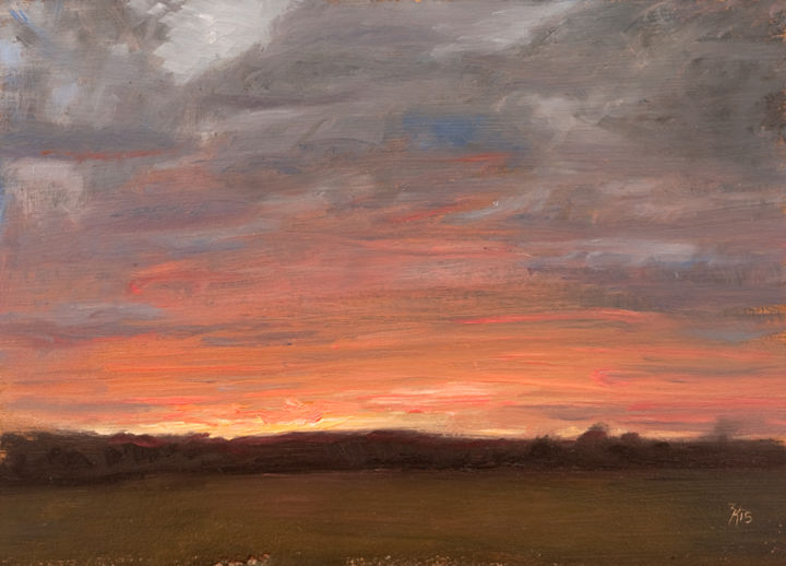 Schilderij getiteld "sunset-tunarp2-25x1…" door Zacheriah Kramer, Origineel Kunstwerk, Olie