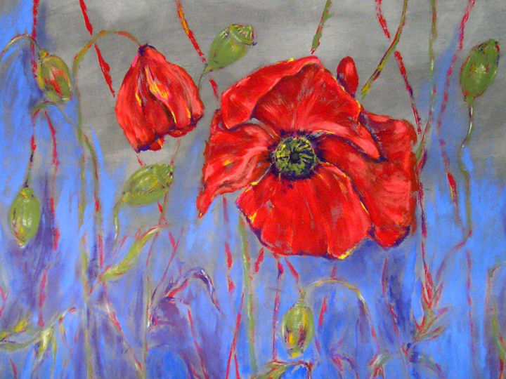 Painting titled "Coquelicot - 150x20…" by Johannes Zacherl Painter, Original Artwork, Acrylic