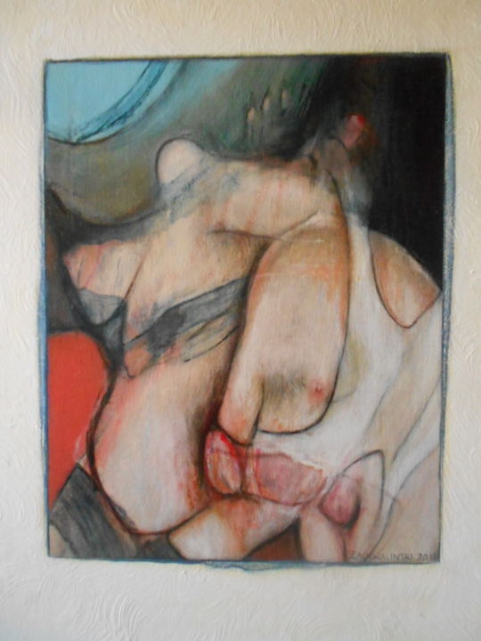 Painting titled "Sexporn' 1" by Jo Zachwalinski, Original Artwork, Oil