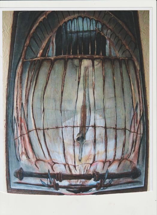 Pintura titulada "La porte d'avant" por Jo Zachwalinski, Obra de arte original, Oleo