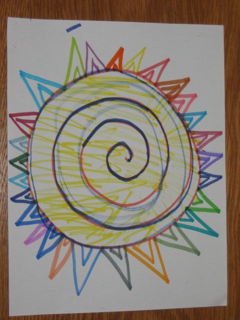 Drawing titled "Colorful Sun" by Zachy, Original Artwork