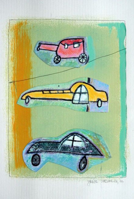Dibujo titulada "cars 2" por Janusz Zadurowicz, Obra de arte original