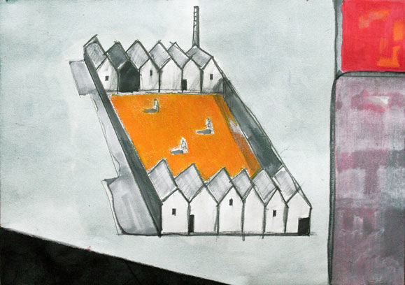 Rysunek zatytułowany „Homes 1” autorstwa Janusz Zadurowicz, Oryginalna praca