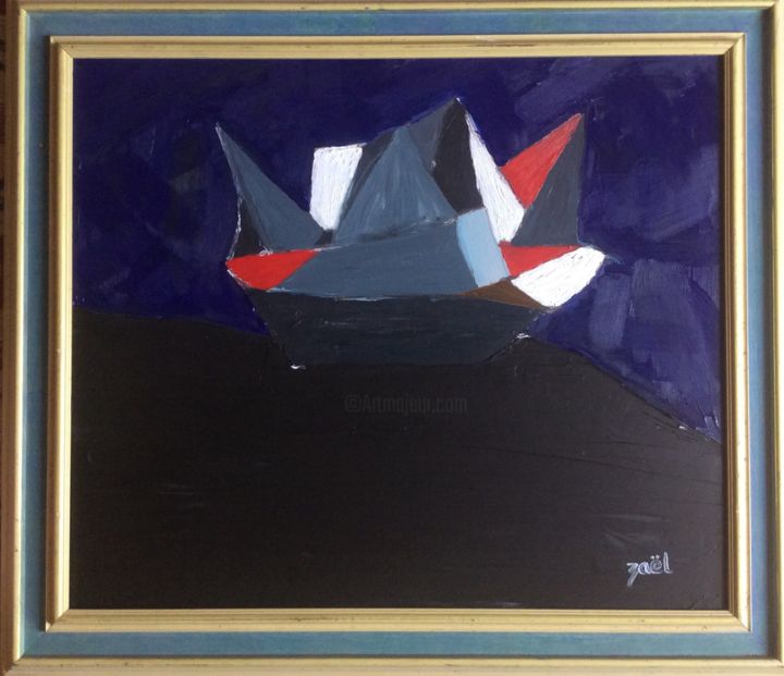 Painting titled "VOILIER" by Zaël, Original Artwork, Oil