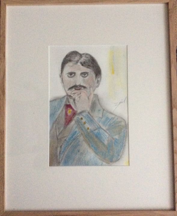 Drawing titled "MARCEL PROUST" by Zaël, Original Artwork, Ink