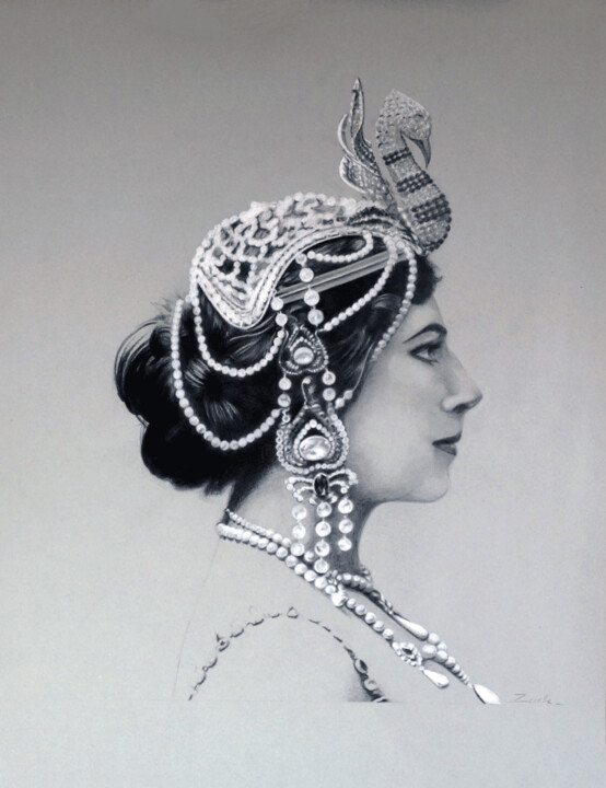 Drawing titled "MataHari" by Elsa Ducourret (Zaelle), Original Artwork, Pencil