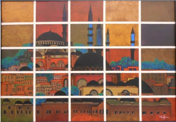 Ζωγραφική με τίτλο "istanbul" από Zafer Caglarca, Αυθεντικά έργα τέχνης, Λάδι