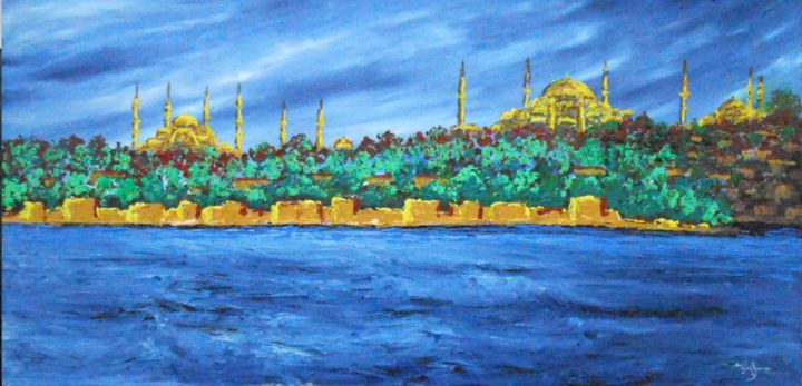 Peinture intitulée "istanbul" par Zafer Caglarca, Œuvre d'art originale, Huile