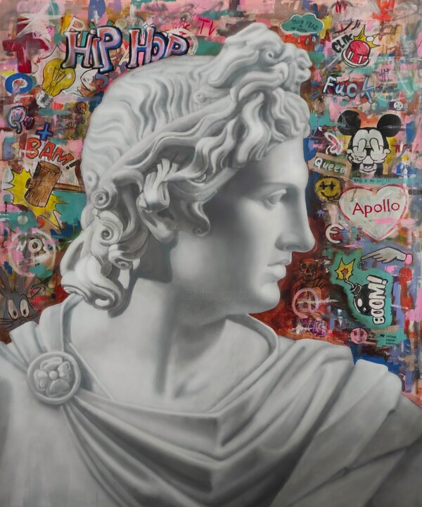 Painting titled "Apollo and mass cul…" by Zahar Kondratyuk, Original Artwork, Acrylic