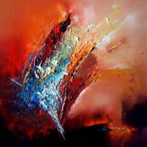 Peinture intitulée "Déflagration 2" par Zahia Hachache  Artiste-Peintre, Œuvre d'art originale, Huile