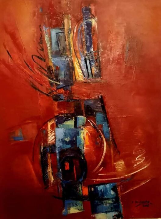 Peinture intitulée "Tornade d'émotions" par Zahia Hachache Artiste, Œuvre d'art originale, Huile