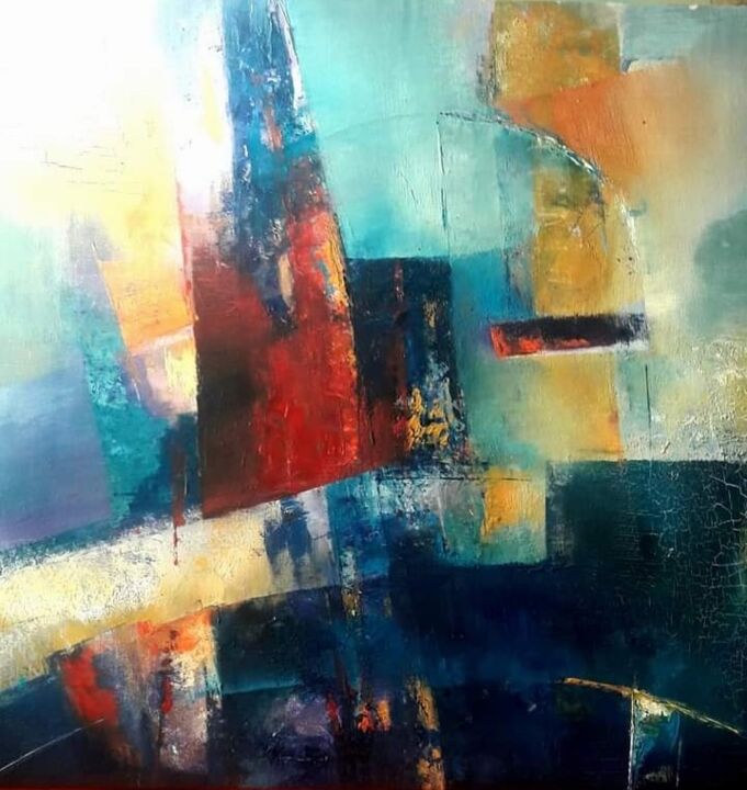 Peinture intitulée "Vers l'inconnu" par Zahia Hachache Artiste, Œuvre d'art originale, Huile