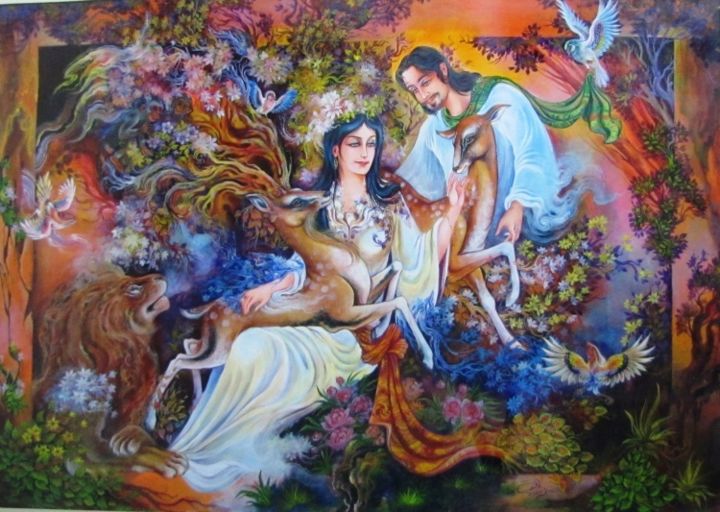 Painting titled "1-19-Spiritual Love…" by Zahra Saei, Original Artwork, Oil