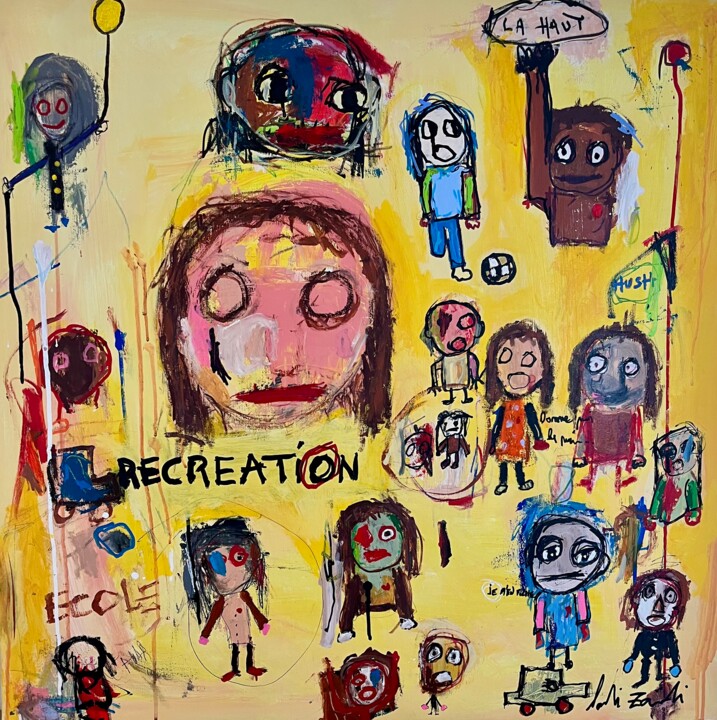 Painting titled "RECREATION" by Larbi Zaidi, Original Artwork, Acrylic