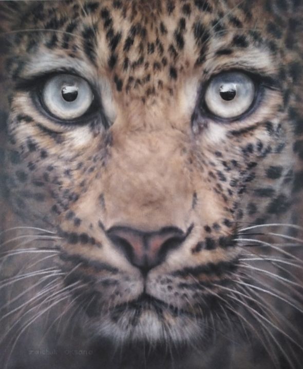 Pittura intitolato "Leopard" da Oksana Zaichuk, Opera d'arte originale, Olio
