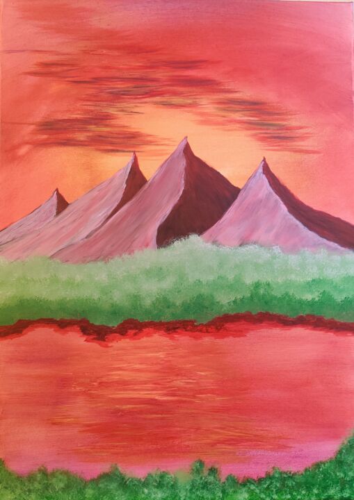 Painting titled "Dusk" by Zakaria Aboukhriss, Original Artwork, Acrylic