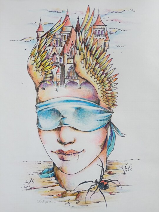 Dessin intitulée "Dreamer" par Zakarie Ben, Œuvre d'art originale, Crayon