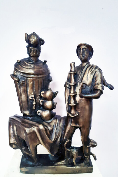 Sculpture titled ".Chaikhana keeper20…" by Zakir, Original Artwork, Bronze