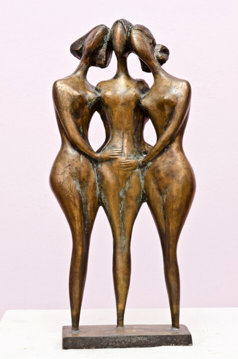 Sculpture intitulée ".Three friends" par Zakir, Œuvre d'art originale, Bronze