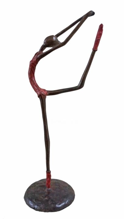 Sculpture titled "Danseuse rouge" by Zako, Original Artwork, Bronze