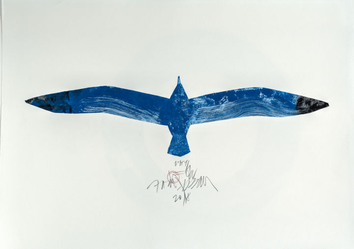Gravures & estampes intitulée "Seagull 1" par Leon Zakrajšek, Œuvre d'art originale, Monotype