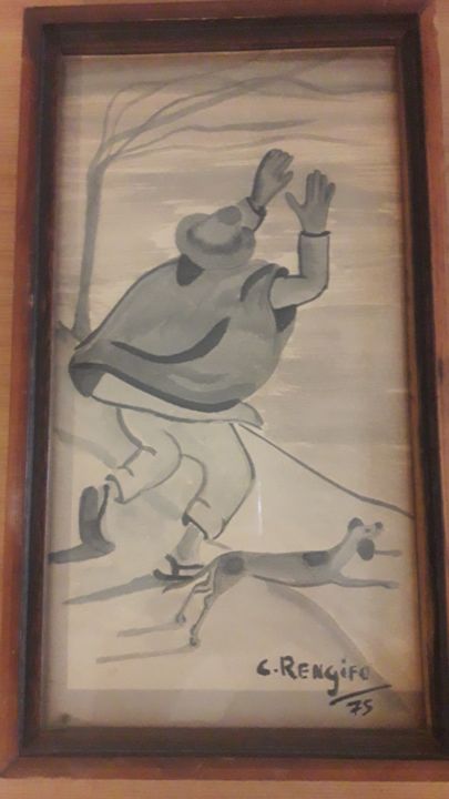 Pintura titulada "Cuadro cesar Rengifo" por Gonzalo Toro, Obra de arte original, Acuarela Montado en Panel de madera