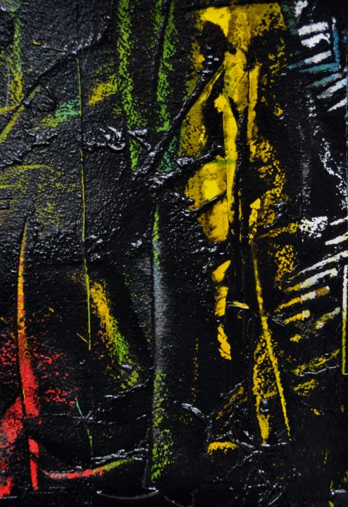 Schilderij getiteld "Noir Rouge Jaune" door Antonio Zamariola, Origineel Kunstwerk, Acryl