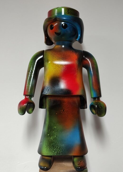 Rzeźba zatytułowany „Playmobil” autorstwa Antonio Zamariola, Oryginalna praca, Farba w spray'u