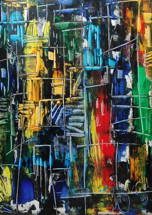 Картина под названием "Favela" - Antonio Zamariola, Подлинное произведение искусства, Акрил