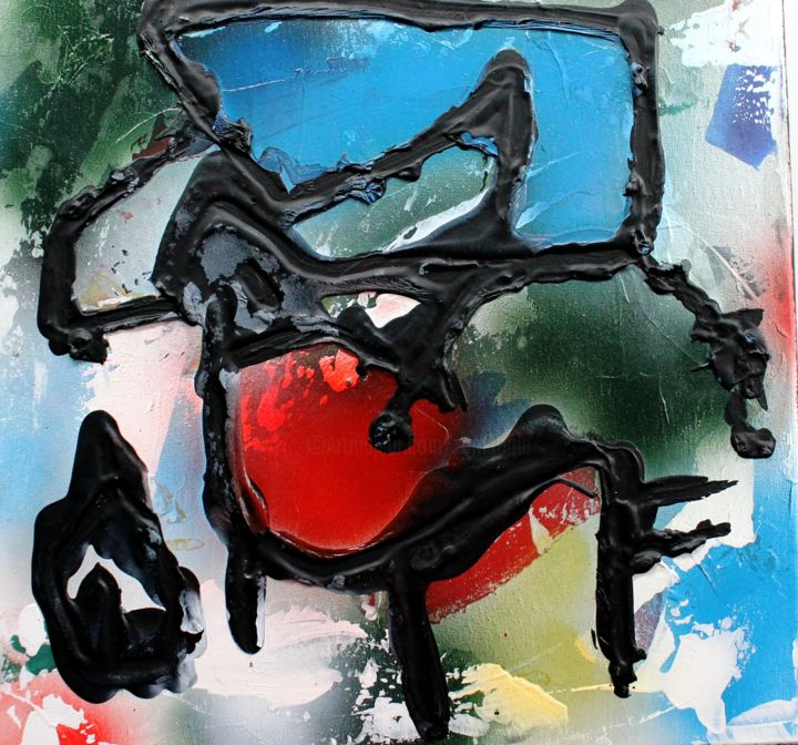 Painting titled "Les chiens aboient…" by Antonio Zamariola, Original Artwork, Acrylic