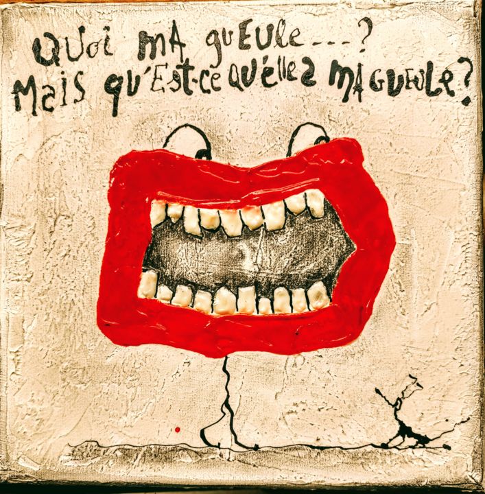 Painting titled "Quoi ma gueule ?" by Zanda, Original Artwork, Ink