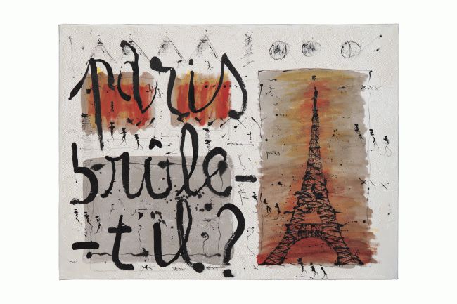 Painting titled "Paris brule-t-il ?" by Zanda, Original Artwork, Oil