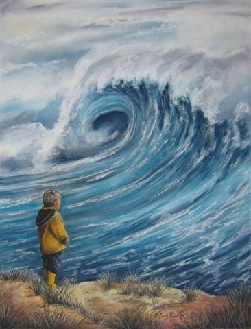 Pintura intitulada "Tsunami" por Marielle Zang-Pujol, Obras de arte originais, Óleo