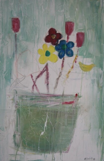 Painting titled "Flower shop" by Zapata, Original Artwork