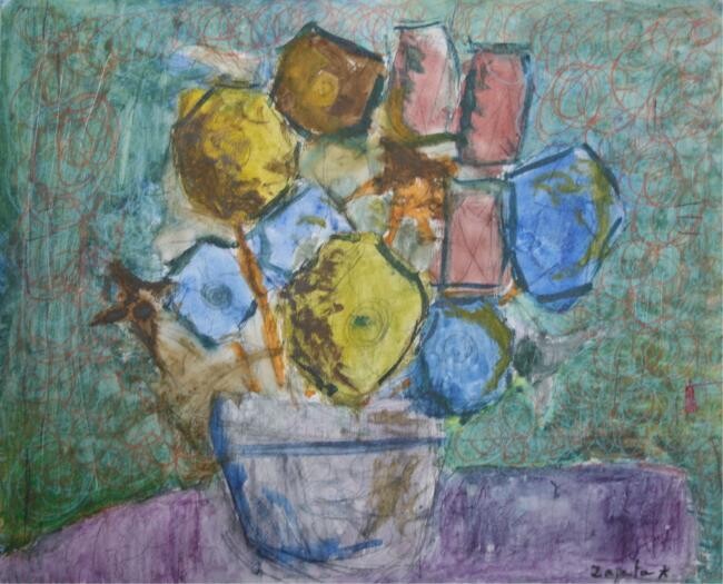 Painting titled "Bouquet" by Zapata, Original Artwork