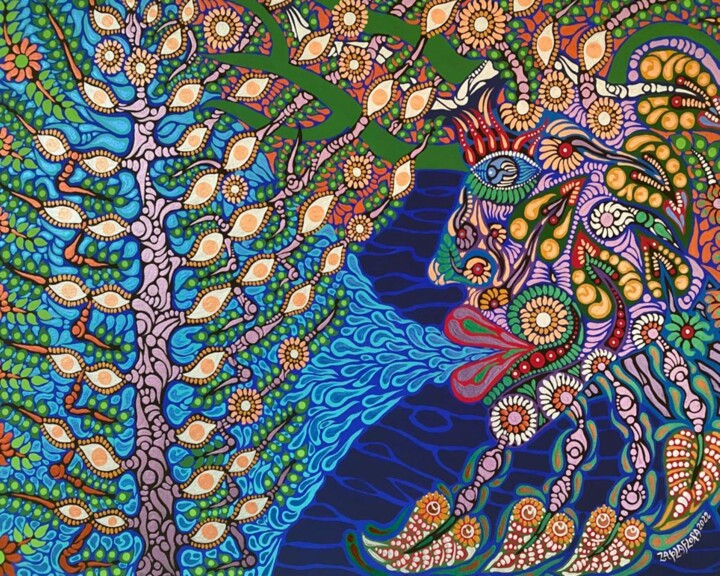 Peinture intitulée "The Amazon Origin" par Zaplaflora, Œuvre d'art originale, Acrylique