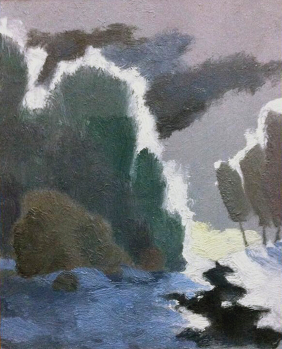 Malerei mit dem Titel "Winter landscape" von Zapta, Original-Kunstwerk, Öl