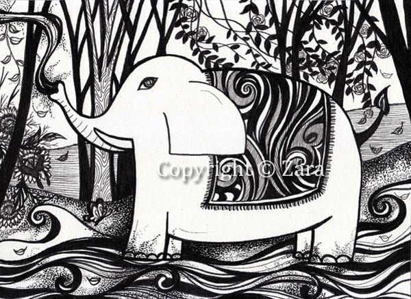 Рисунок под названием "Elephant" - Zara, Подлинное произведение искусства, Другой