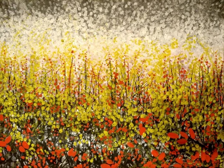 Рисунок под названием "Acid forest" - Зария Рай, Подлинное произведение искусства, Гуашь