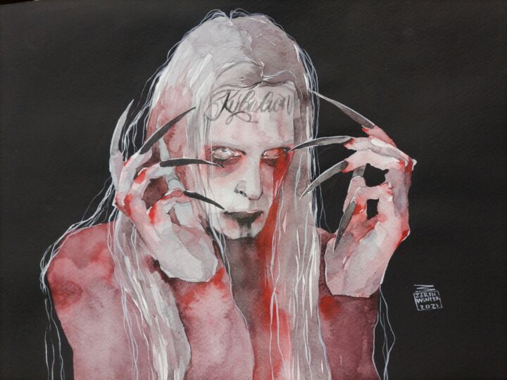 Peinture intitulée "Ghostemane" par Zarina Dyganova (Zarin Winter), Œuvre d'art originale, Aquarelle