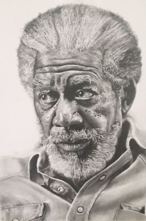 Dessin intitulée "Portrait of Morgan…" par Zarko Stevkovski, Œuvre d'art originale, Crayon