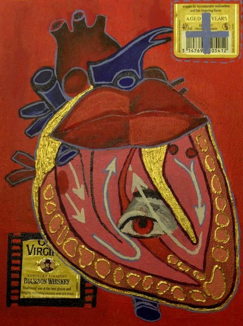 Peinture intitulée "Bouche en coeur" par Katarzyna Zaroslinska, Œuvre d'art originale
