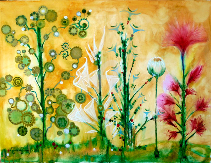 Painting titled "Psicogarden" by Zarzas, Original Artwork, Oil