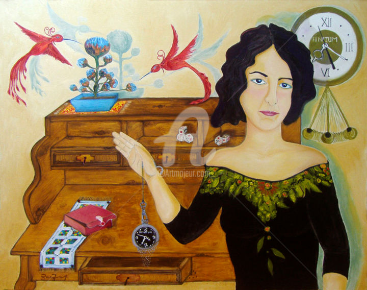 Painting titled "En dos tiempos" by Zarzas, Original Artwork, Oil Mounted on Wood Stretcher frame