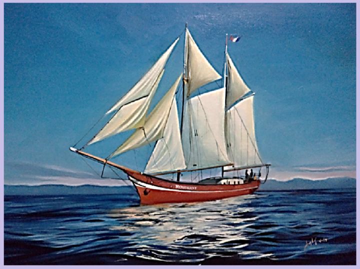 Pintura titulada "velero-rojo.png" por Zarzosa Carlos, Obra de arte original, Oleo