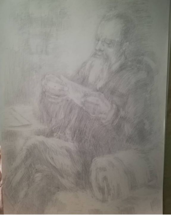 Σχέδιο με τίτλο "Лев Толстой читает…" από Zaven Malkhasyan, Αυθεντικά έργα τέχνης, Μολύβι